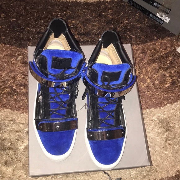 Men’s Hi-top Giuseppe Zanotti-Blue Velvet - Picture 2 of 7